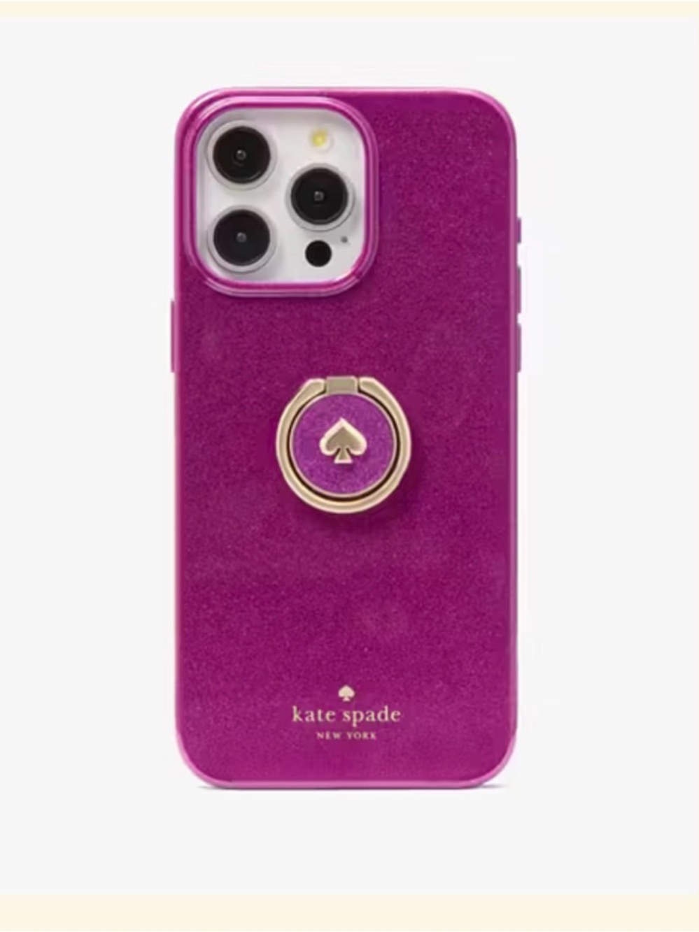 NWT Kate Spade Glitter Flexible Phone Case with Gold Ring Holder